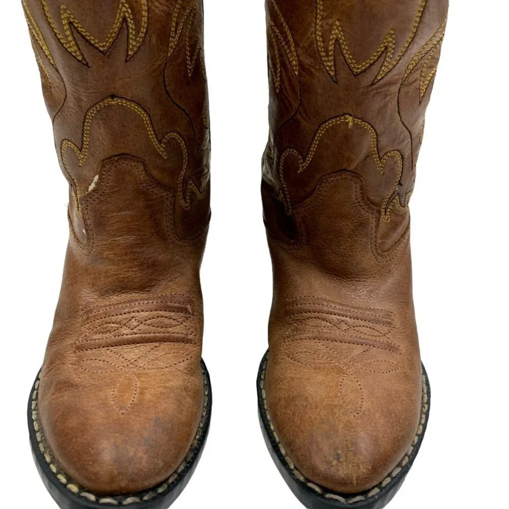 Old West Kids Boots Unisex-Child J Toe Western Boots Tan Canyon Size 9.5